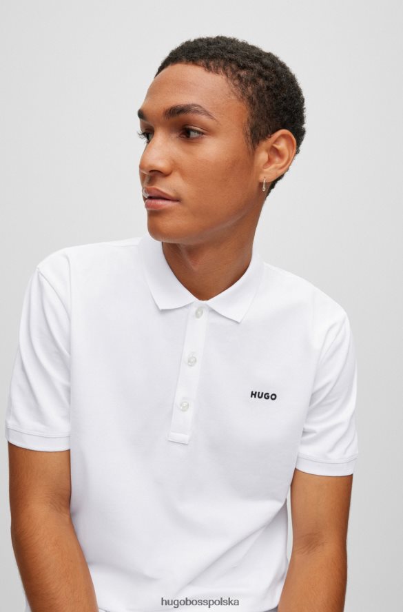 Hugo Boss Koszulka polo z elastycznej bawełny z kontrastowym logo Hugo w kolorze białym biały R0X0H63603