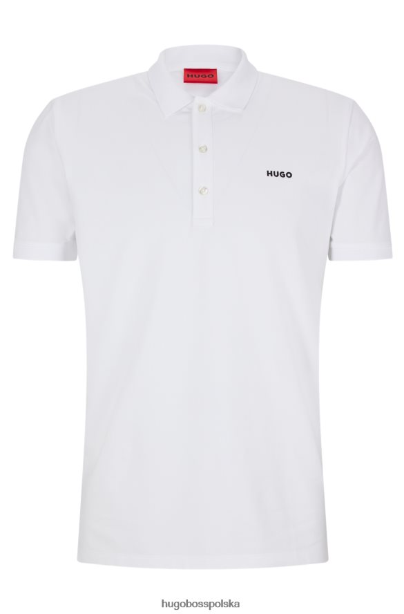 Hugo Boss Koszulka polo z elastycznej bawełny z kontrastowym logo Hugo w kolorze białym biały R0X0H63603