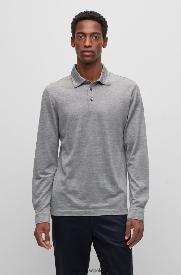 Hugo Boss Koszulka polo z jedwabnej wełny w szarym hugo o regularnym kroju szary R0X0H63160