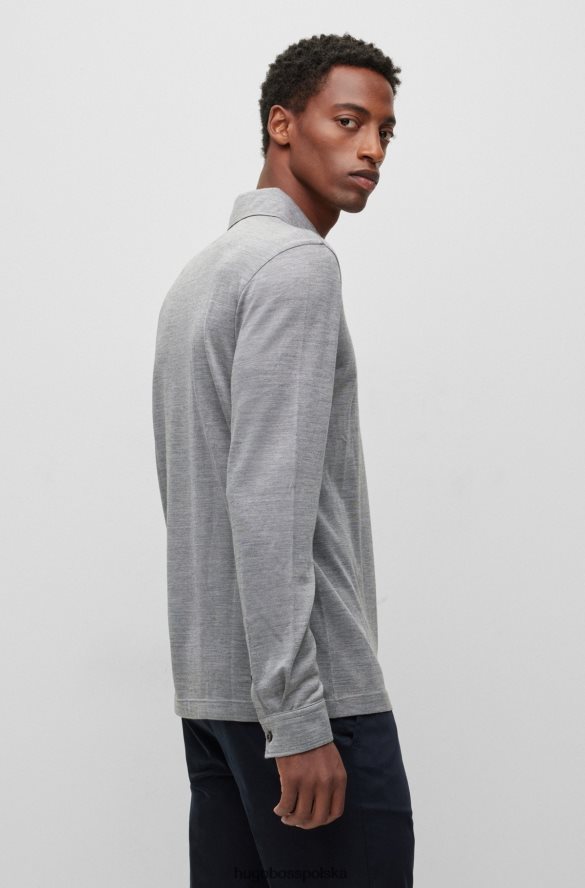 Hugo Boss Koszulka polo z jedwabnej wełny w szarym hugo o regularnym kroju szary R0X0H63160