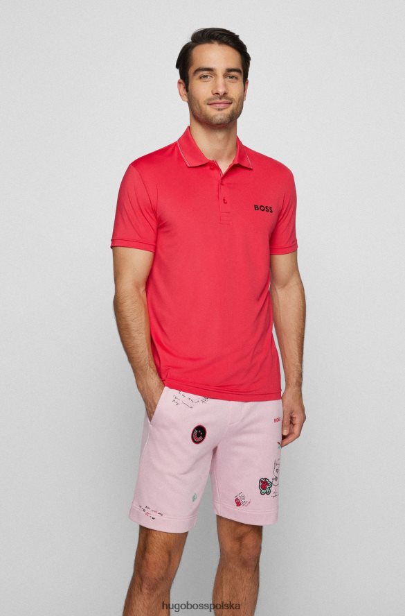 Hugo Boss Koszulka polo z logo Hugo w kolorze różowym z elastycznego dżerseju różowy R0X0H63147
