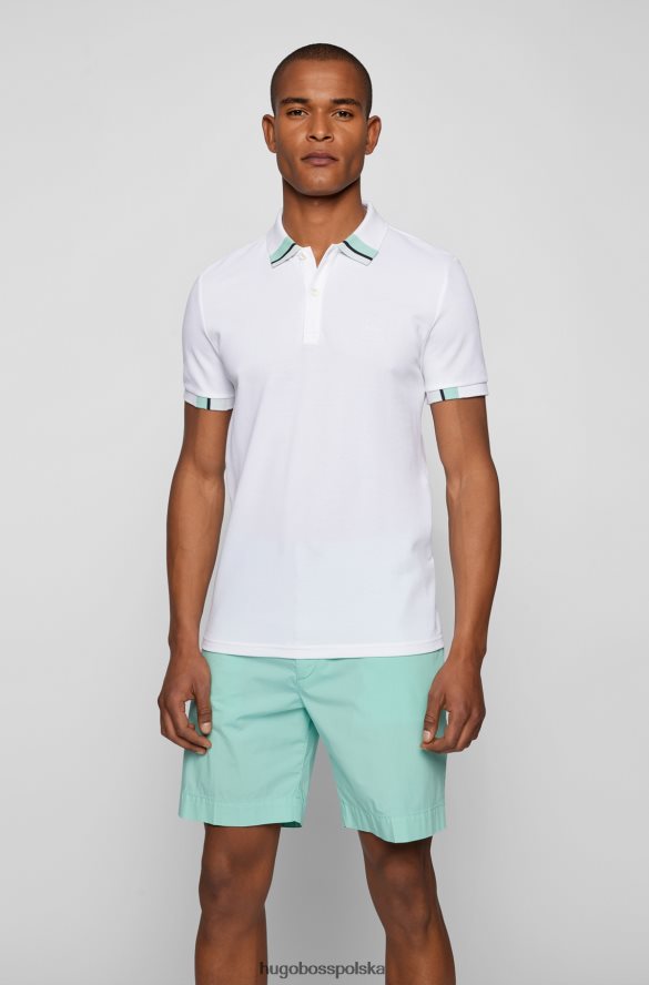 Hugo Boss Koszulka polo z logo bawełnianej piki i białym hugo blokującym kolory biały R0X0H63087