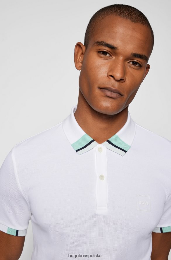 Hugo Boss Koszulka polo z logo bawełnianej piki i białym hugo blokującym kolory biały R0X0H63087
