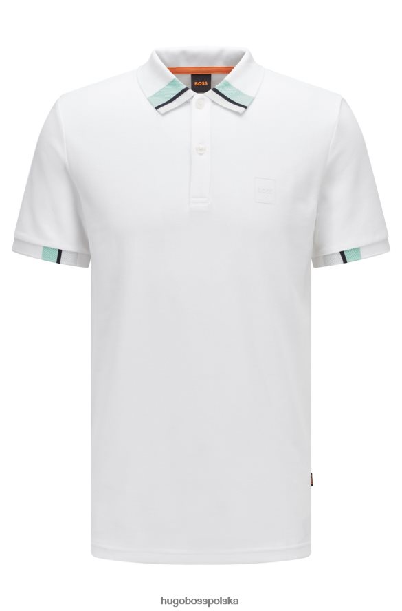 Hugo Boss Koszulka polo z logo bawełnianej piki i białym hugo blokującym kolory biały R0X0H63087