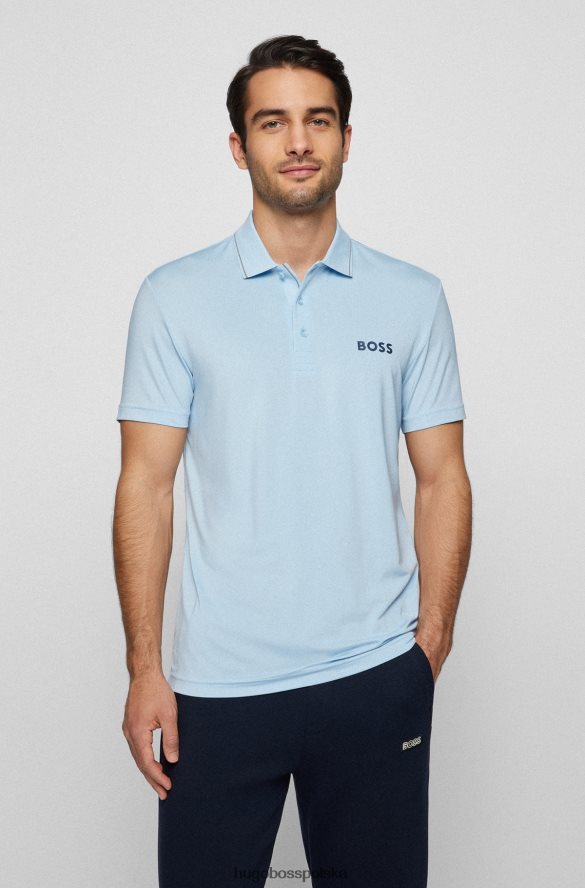 Hugo Boss Koszulka polo z logo w jasnoniebieskim kolorze Hugo z elastycznego dżerseju jasny niebieski R0X0H63148