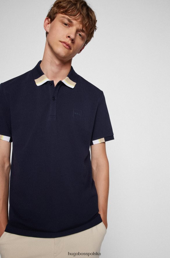 Hugo Boss Koszulka polo z logo w kolorze bawełny piqu¦ z ciemnoniebieskim hugo blokującym kolory ciemny niebieski R0X0H63085