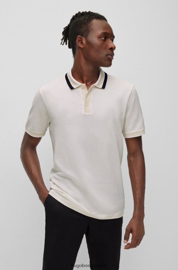 Hugo Boss Koszulka polo z merceryzowanej bawełny z kołnierzykiem w paski, hugo biała biały R0X0H63621