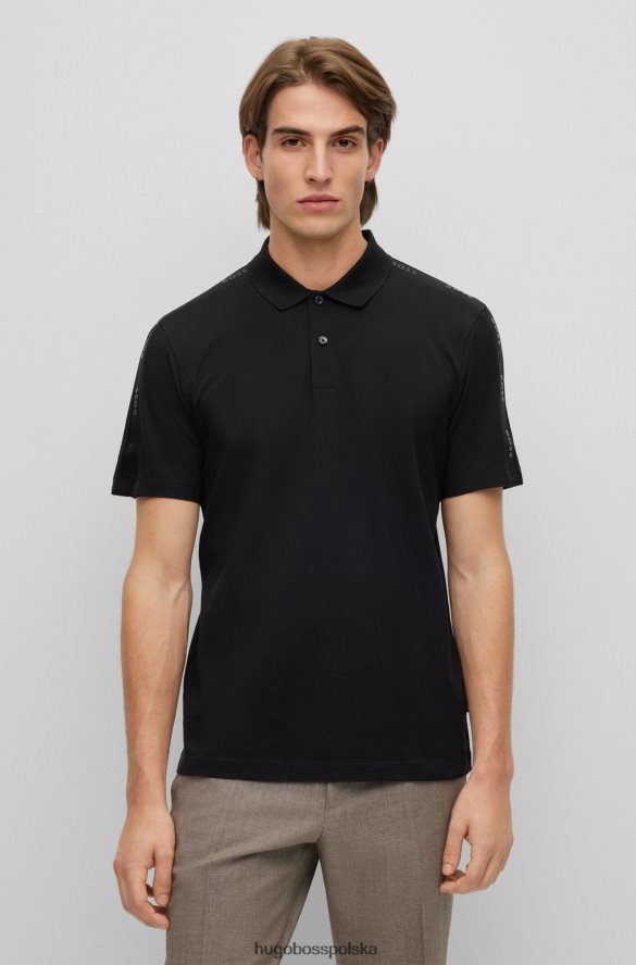 Hugo Boss Koszulka polo z merceryzowanej bawełny z wstawkami z logo hugo czarna czarny R0X0H63381