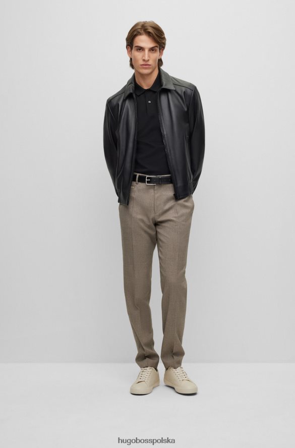 Hugo Boss Koszulka polo z merceryzowanej bawełny z wstawkami z logo hugo czarna czarny R0X0H63381