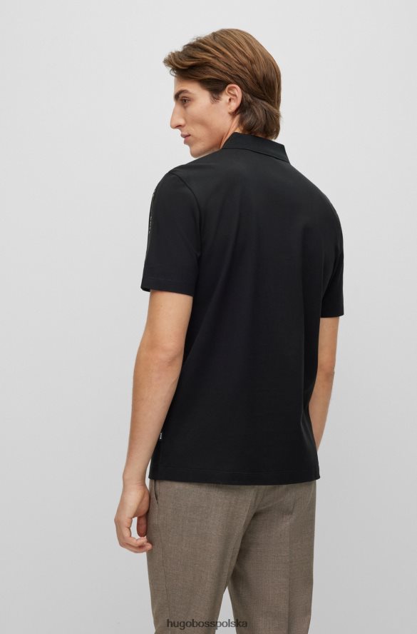 Hugo Boss Koszulka polo z merceryzowanej bawełny z wstawkami z logo hugo czarna czarny R0X0H63381