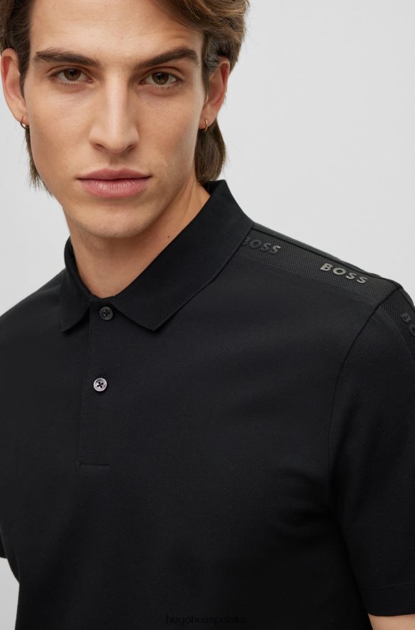 Hugo Boss Koszulka polo z merceryzowanej bawełny z wstawkami z logo hugo czarna czarny R0X0H63381