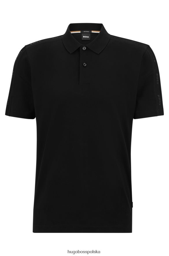 Hugo Boss Koszulka polo z merceryzowanej bawełny z wstawkami z logo hugo czarna czarny R0X0H63381