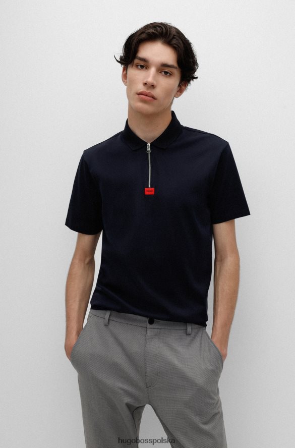 Hugo Boss Koszulka polo z merceryzowanej bawełny, zapinana na zamek, ciemnoniebieska hugo ciemny niebieski R0X0H63475