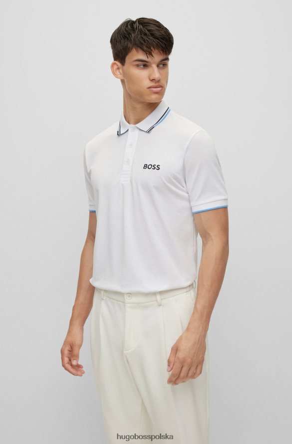 Hugo Boss Koszulka polo z mieszanki bawełny z kontrastowymi detalami, Hugo White biały R0X0H61101