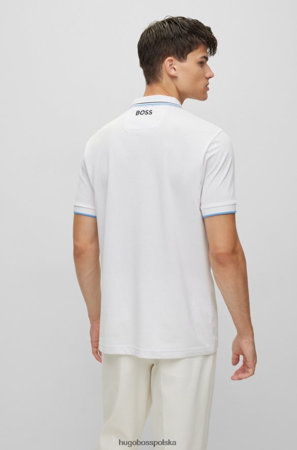 Hugo Boss Koszulka polo z mieszanki bawełny z kontrastowymi detalami, Hugo White biały R0X0H61101