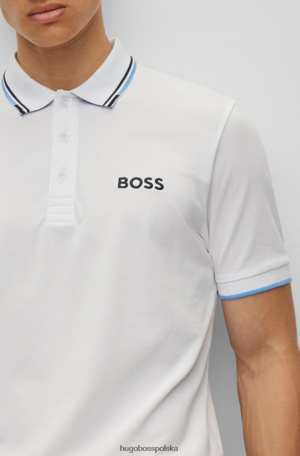 Hugo Boss Koszulka polo z mieszanki bawełny z kontrastowymi detalami, Hugo White biały R0X0H61101