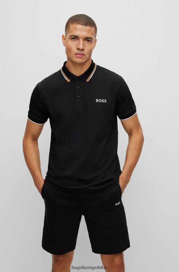 Hugo Boss Koszulka polo z mieszanki bawełny z kontrastowymi detalami w kolorze czarnym hugo czarny R0X0H61093