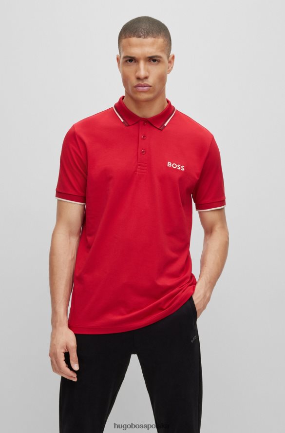 Hugo Boss Koszulka polo z mieszanki bawełny z kontrastowymi detalami w kolorze czerwieni hugo czerwony R0X0H61095
