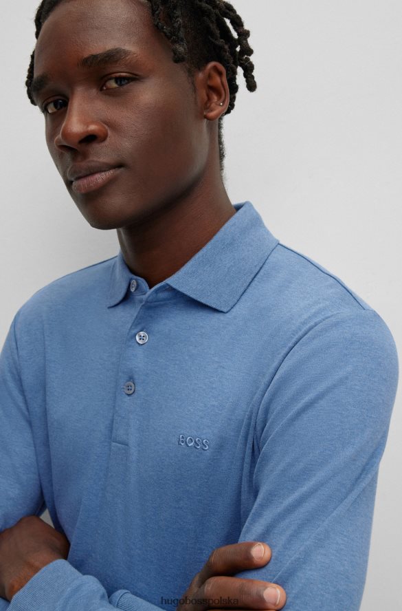 Hugo Boss Niebieska koszulka polo Hugo z bawełny organicznej z haftowanym logo niebieski R0X0H61003