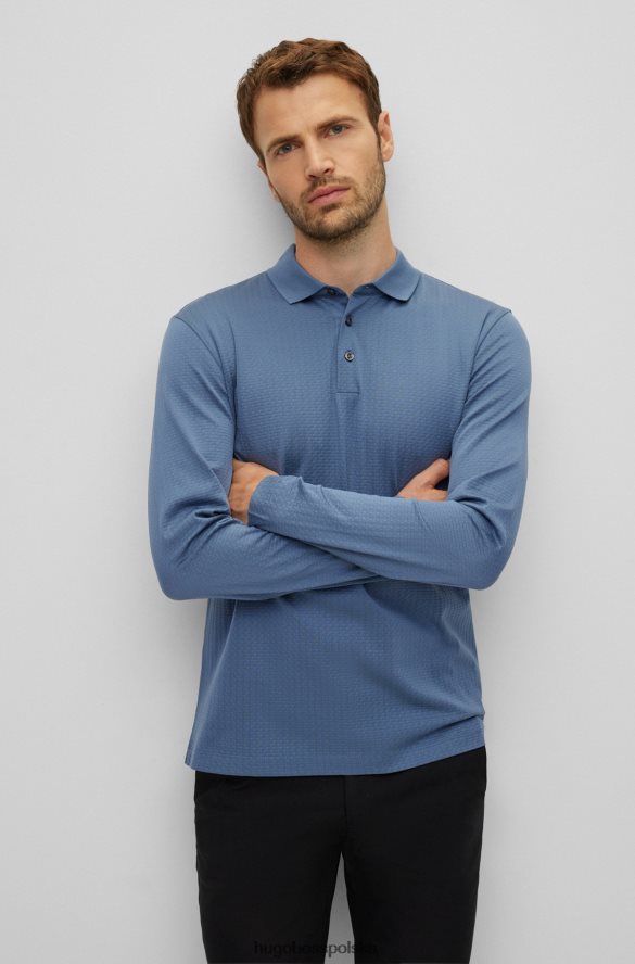 Hugo Boss Niebieska koszulka polo hugo z merceryzowanej bawełny o strukturze koszykowego splotu niebieski R0X0H62288