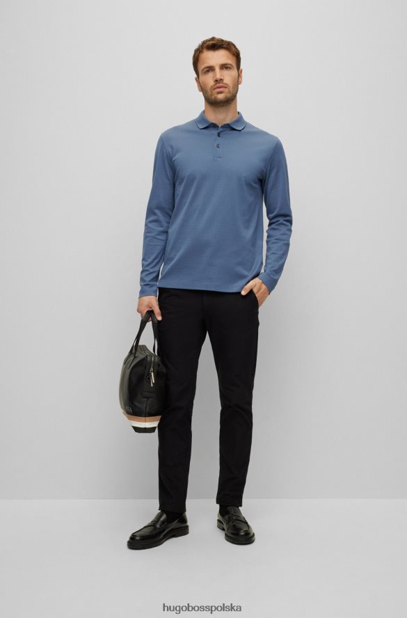 Hugo Boss Niebieska koszulka polo hugo z merceryzowanej bawełny o strukturze koszykowego splotu niebieski R0X0H62288