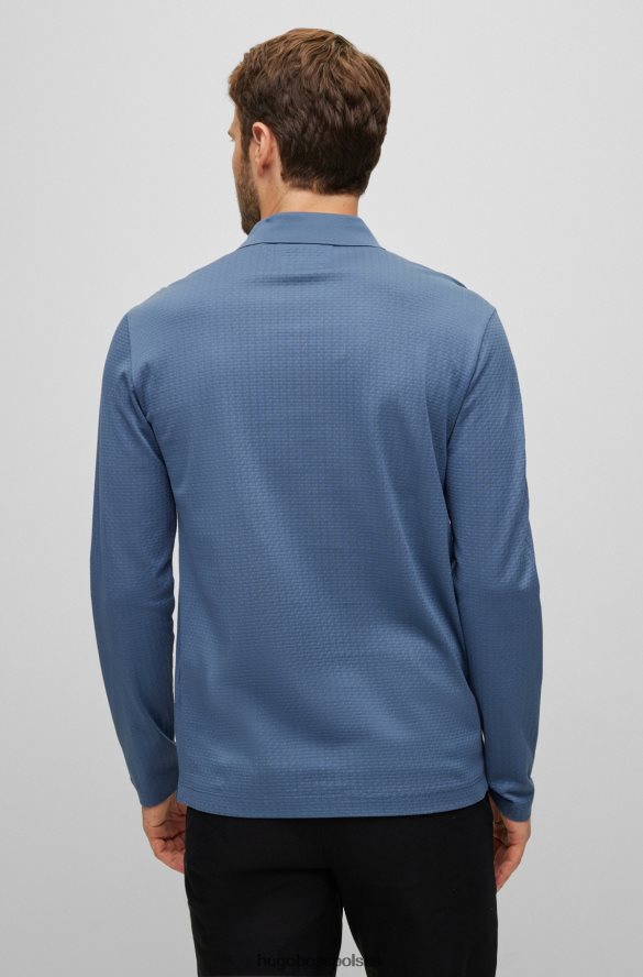 Hugo Boss Niebieska koszulka polo hugo z merceryzowanej bawełny o strukturze koszykowego splotu niebieski R0X0H62288