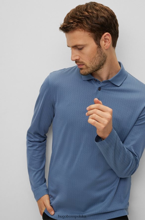 Hugo Boss Niebieska koszulka polo hugo z merceryzowanej bawełny o strukturze koszykowego splotu niebieski R0X0H62288