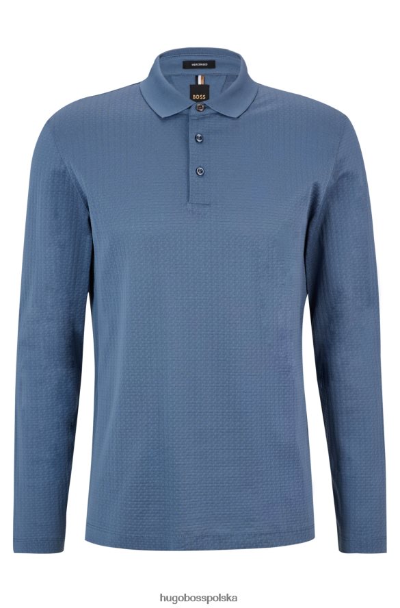 Hugo Boss Niebieska koszulka polo hugo z merceryzowanej bawełny o strukturze koszykowego splotu niebieski R0X0H62288