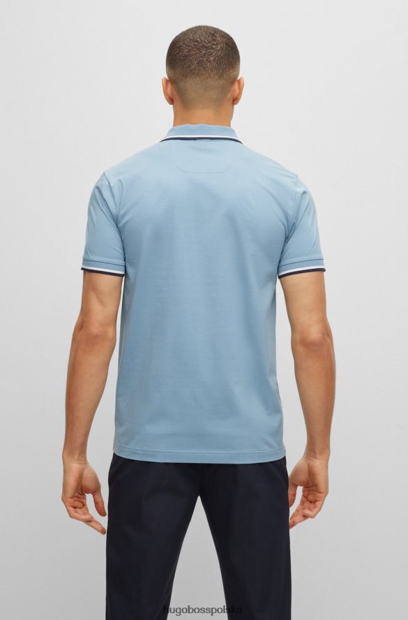Hugo Boss Niebieska koszulka polo o dopasowanym kroju hugo z elastycznej bawełny i okrągłym brandingiem niebieski R0X0H63924