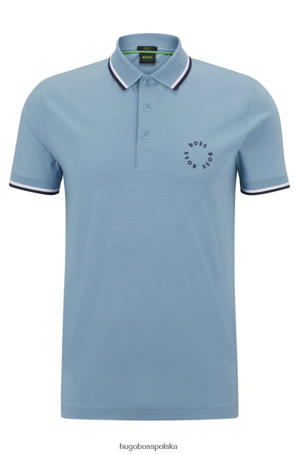 Hugo Boss Niebieska koszulka polo o dopasowanym kroju hugo z elastycznej bawełny i okrągłym brandingiem niebieski R0X0H63924