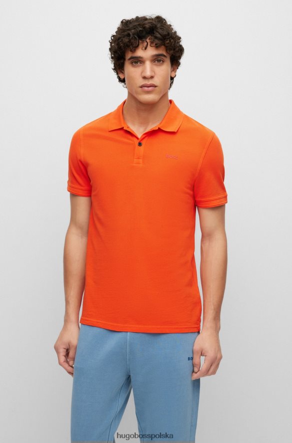 Hugo Boss Pomarańczowa koszulka polo o dopasowanym kroju hugo z bawełnianej piki Pomarańczowy R0X0H61702