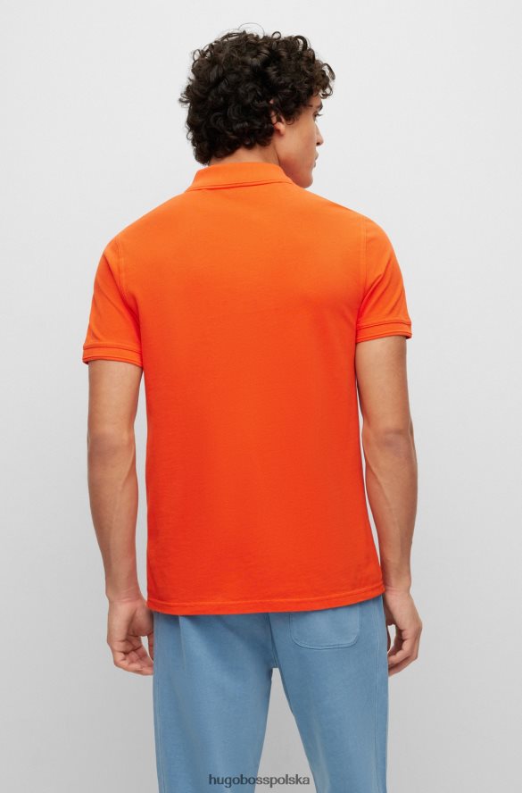 Hugo Boss Pomarańczowa koszulka polo o dopasowanym kroju hugo z bawełnianej piki Pomarańczowy R0X0H61702