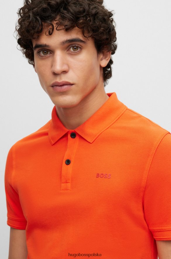 Hugo Boss Pomarańczowa koszulka polo o dopasowanym kroju hugo z bawełnianej piki Pomarańczowy R0X0H61702