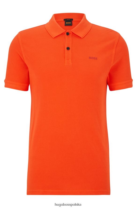 Hugo Boss Pomarańczowa koszulka polo o dopasowanym kroju hugo z bawełnianej piki Pomarańczowy R0X0H61702