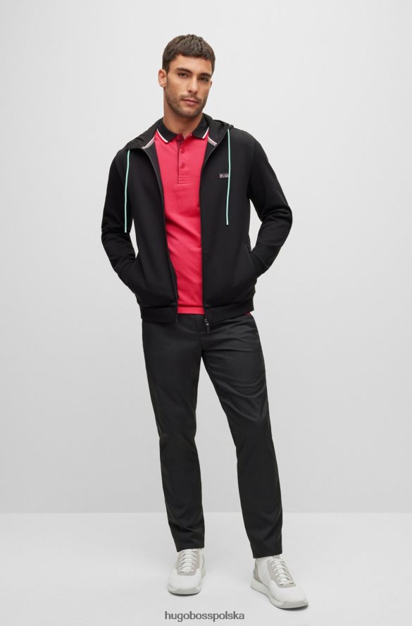 Hugo Boss Różowa koszulka polo hugo o dopasowanym kroju z detalami z logo różowy R0X0H61768