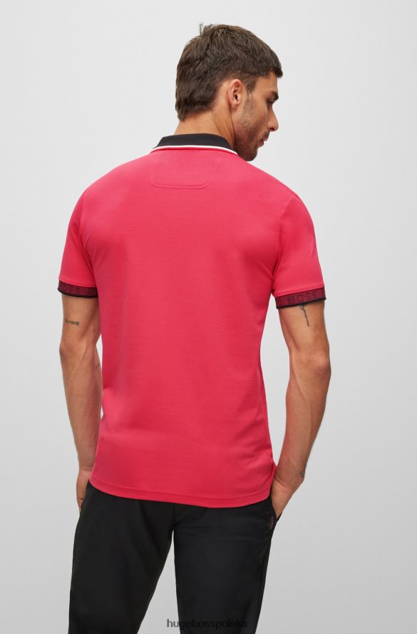 Hugo Boss Różowa koszulka polo hugo o dopasowanym kroju z detalami z logo różowy R0X0H61768