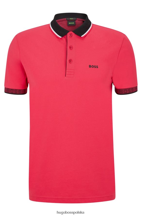 Hugo Boss Różowa koszulka polo hugo o dopasowanym kroju z detalami z logo różowy R0X0H61768