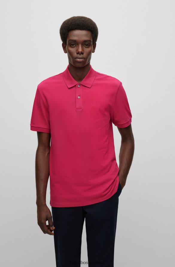 Hugo Boss Różowa koszulka polo hugo z organicznej bawełny z haftowanym logo różowy R0X0H61181