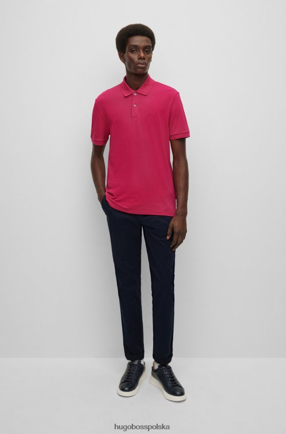 Hugo Boss Różowa koszulka polo hugo z organicznej bawełny z haftowanym logo różowy R0X0H61181