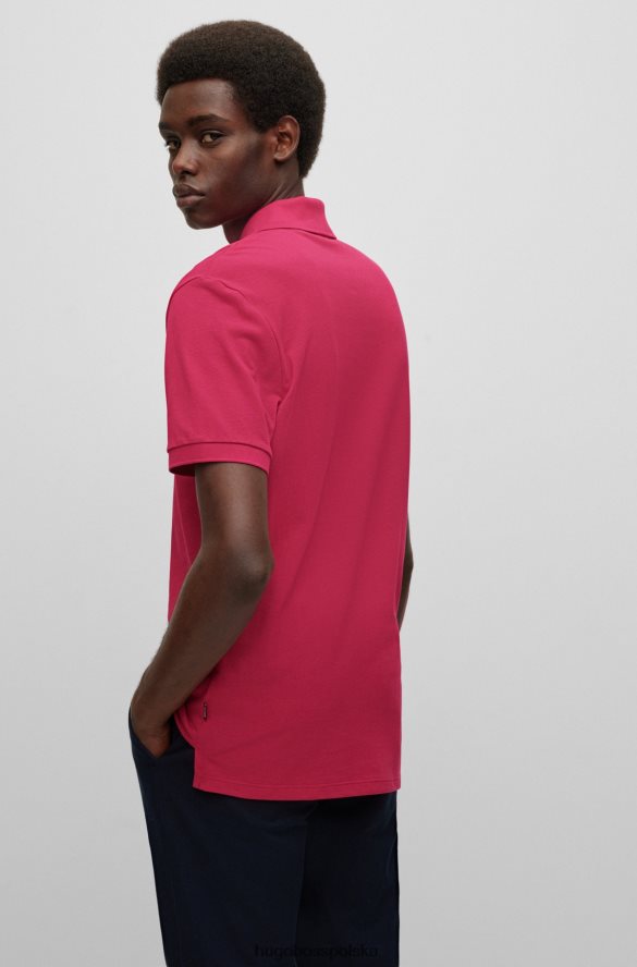 Hugo Boss Różowa koszulka polo hugo z organicznej bawełny z haftowanym logo różowy R0X0H61181