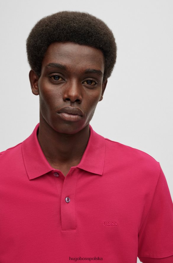 Hugo Boss Różowa koszulka polo hugo z organicznej bawełny z haftowanym logo różowy R0X0H61181