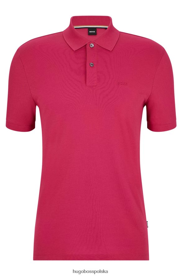 Hugo Boss Różowa koszulka polo hugo z organicznej bawełny z haftowanym logo różowy R0X0H61181