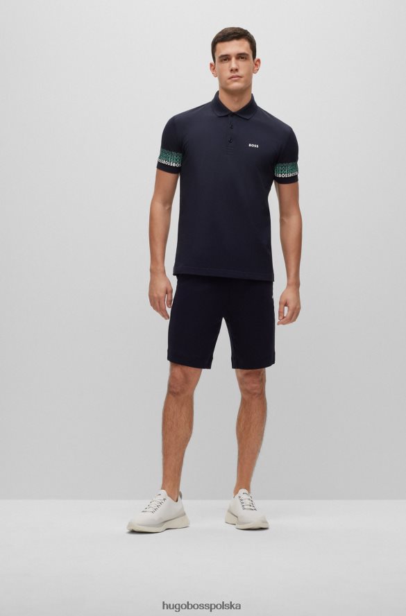 Hugo Boss bawełniana koszulka polo żakardowa z wielobarwnymi logo, ciemnoniebieska hugo ciemny niebieski R0X0H63914