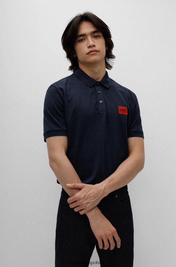 Hugo Boss bawełniana koszulka polo o dopasowanym kroju, z czerwoną metką z logo, ciemnoniebieski hugo ciemny niebieski R0X0H63112