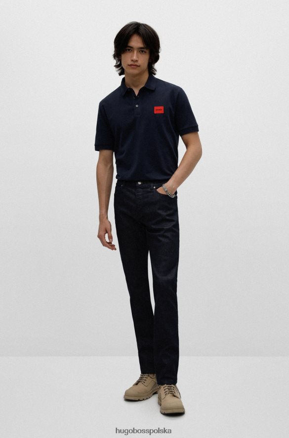 Hugo Boss bawełniana koszulka polo o dopasowanym kroju, z czerwoną metką z logo, ciemnoniebieski hugo ciemny niebieski R0X0H63112