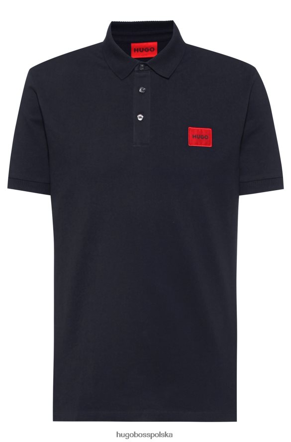 Hugo Boss bawełniana koszulka polo o dopasowanym kroju, z czerwoną metką z logo, ciemnoniebieski hugo ciemny niebieski R0X0H63112
