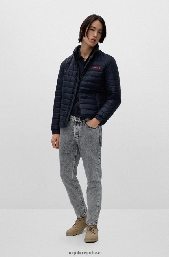 Hugo Boss bawełniana koszulka polo o dopasowanym kroju z czerwono-granatową metką z logo hugo ciemny niebieski R0X0H61810