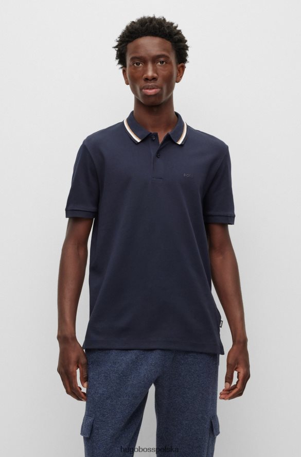 Hugo Boss bawełniana koszulka polo slim-fit z kołnierzykiem w paski, hugo w kolorze ciemnoniebieskim ciemny niebieski R0X0H63451
