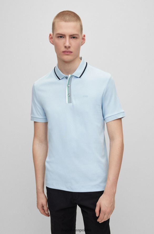 Hugo Boss bawełniana koszulka polo typu interlock z gumowanym logo Hugo w kolorze jasnoniebieskim jasny niebieski R0X0H62113