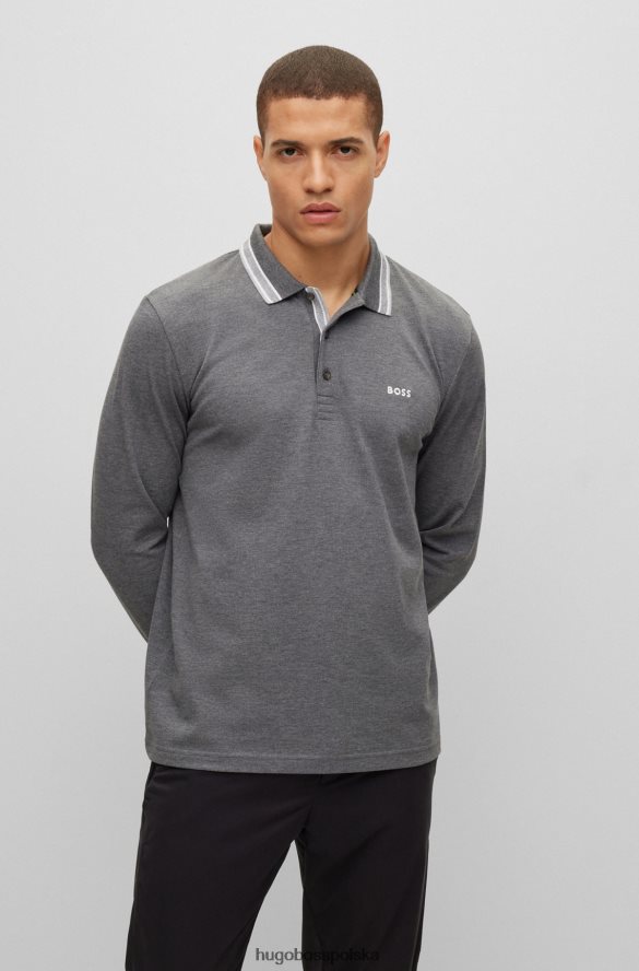 Hugo Boss bawełniana koszulka polo z kołnierzykiem i szarym hugo szary R0X0H61527